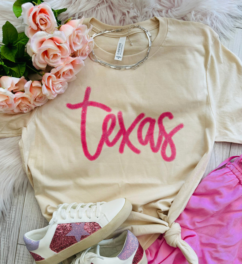 TEXAS FAUX TINSEL STATE TEE