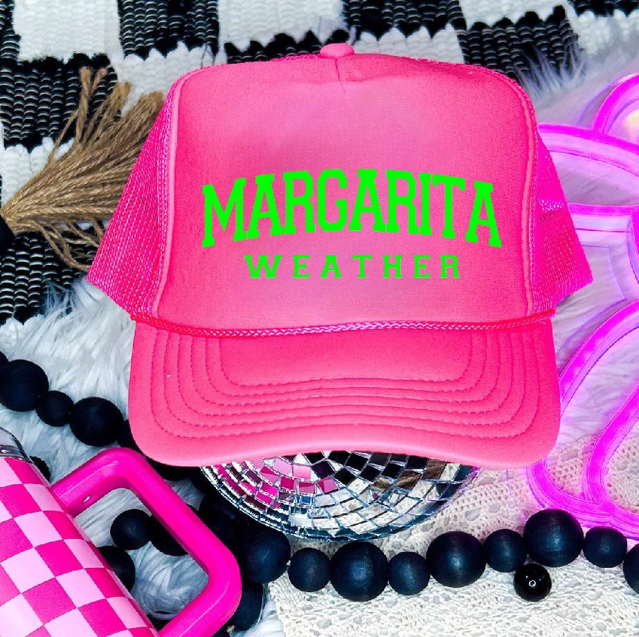 Margarita Weather Neon Pink Trucker Hat