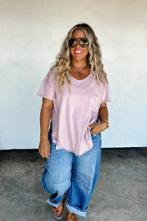 Joey V-Neck Washed Cotton Boyfriend Tee