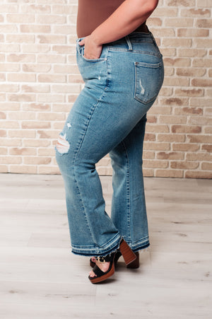 Isla Mid Rise Distressed Released Hem Bootcut Jeans (Judy Blue)