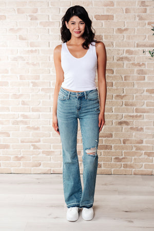 Isla Mid Rise Distressed Released Hem Bootcut Jeans (Judy Blue)