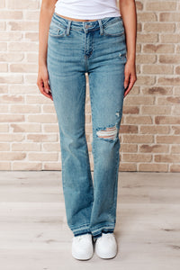 Isla Mid Rise Distressed Released Hem Bootcut Jeans (Judy Blue)