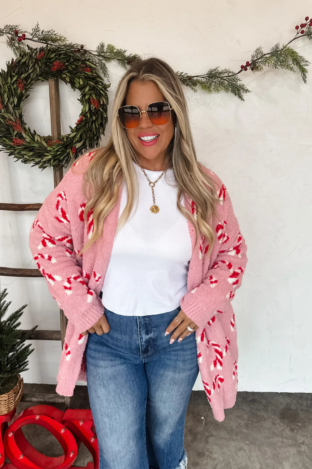 Christmas Cloud Cardigan Candy Cane