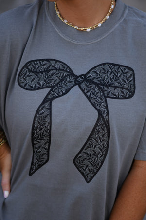 Black Lace Bow Tee