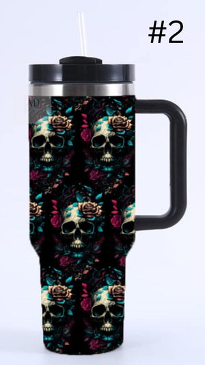 40 oz Insulated Skull Tumblers in Assorted Designs