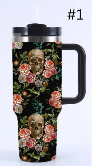 40 oz Insulated Skull Tumblers in Assorted Designs