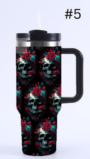 40 oz Insulated Skull Tumblers in Assorted Designs