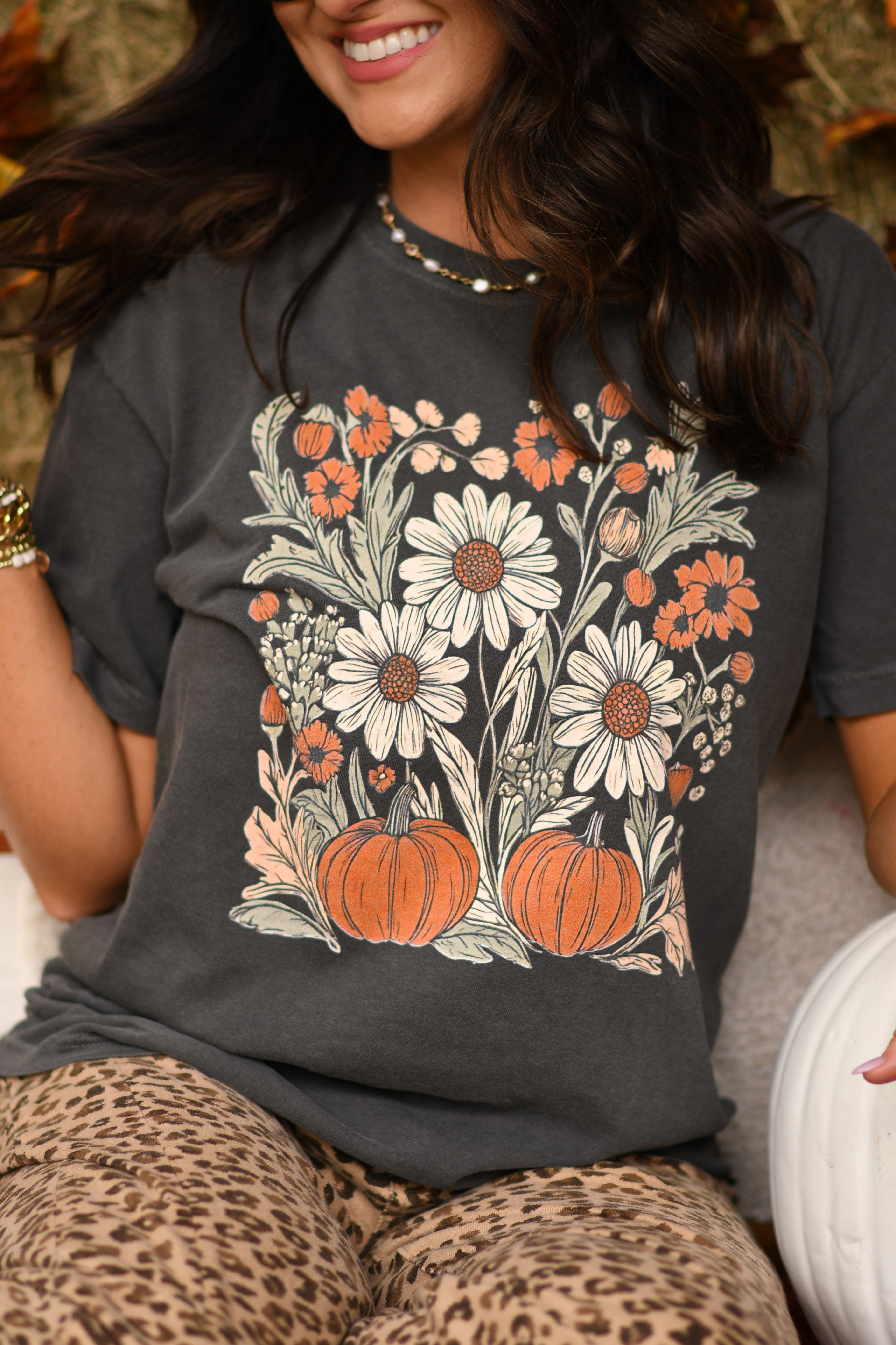 Fall Florals and Pumpkins Tee