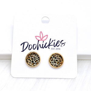 Golden Leopard Singles in Gold Settings -Earrings