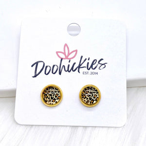 Golden Leopard Singles in Gold Settings -Earrings
