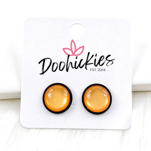 12mm Orange Cat Eyes in Black Settings - Halloween Earrings