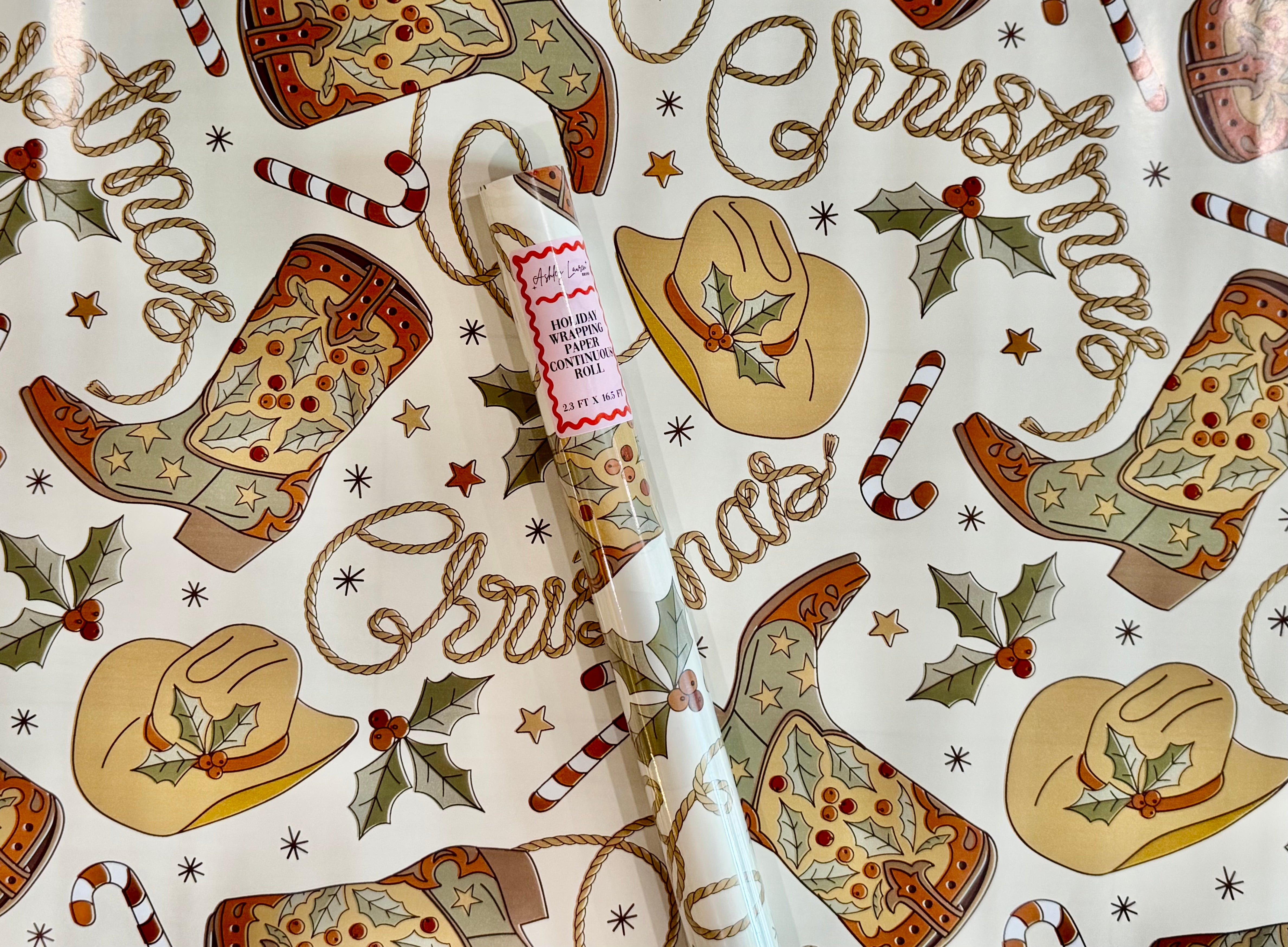 RTS Christmas Western Wrapping Paper Roll