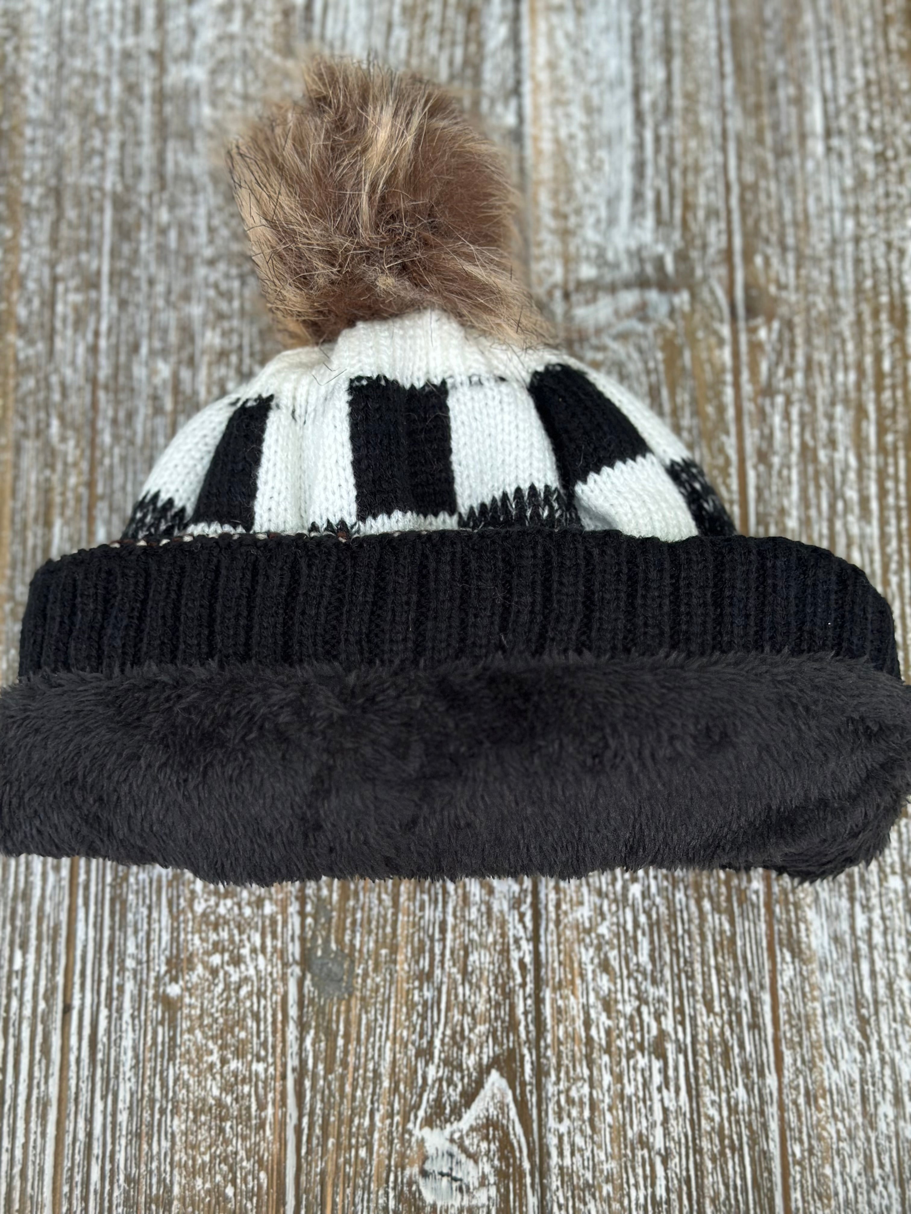 "Checkmate" Pom Beanie