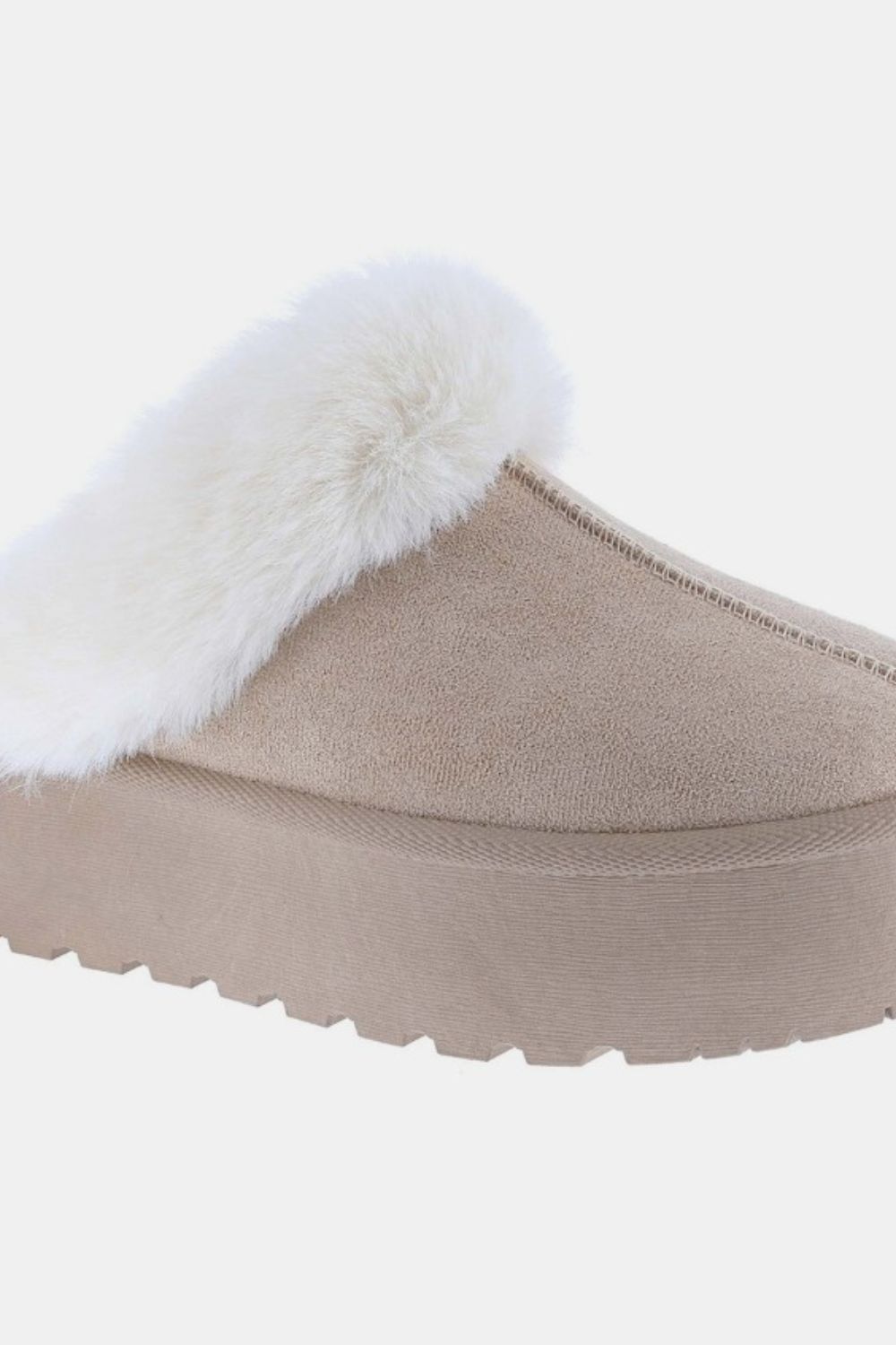 Thick Bottom Fur Trim Snow Slippers