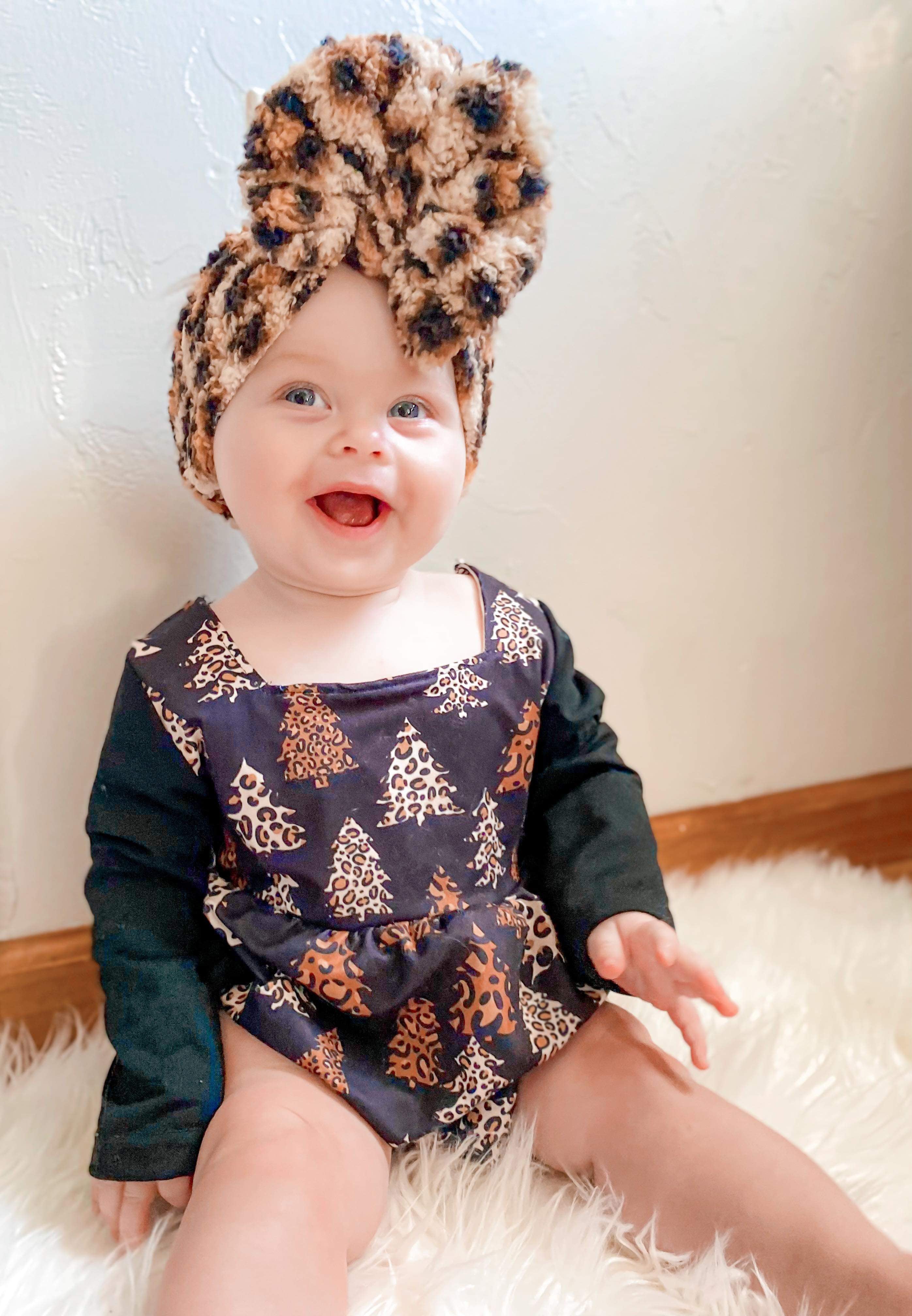 Leopard trees ruffle romper