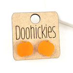 Metallic Orange Pumpkin Fall Stud Earrings