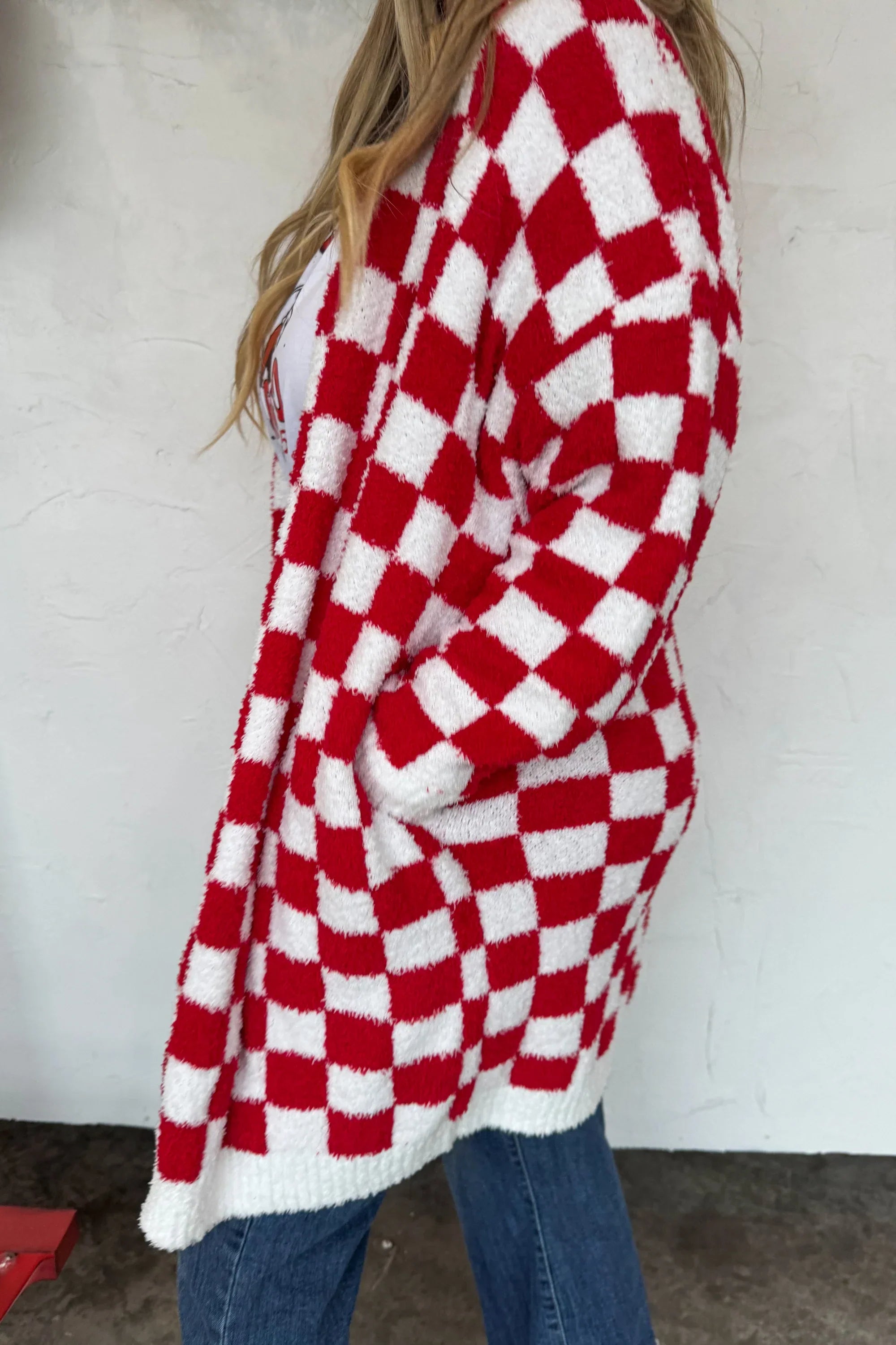 Christmas Cloud Cardigan Red Checker