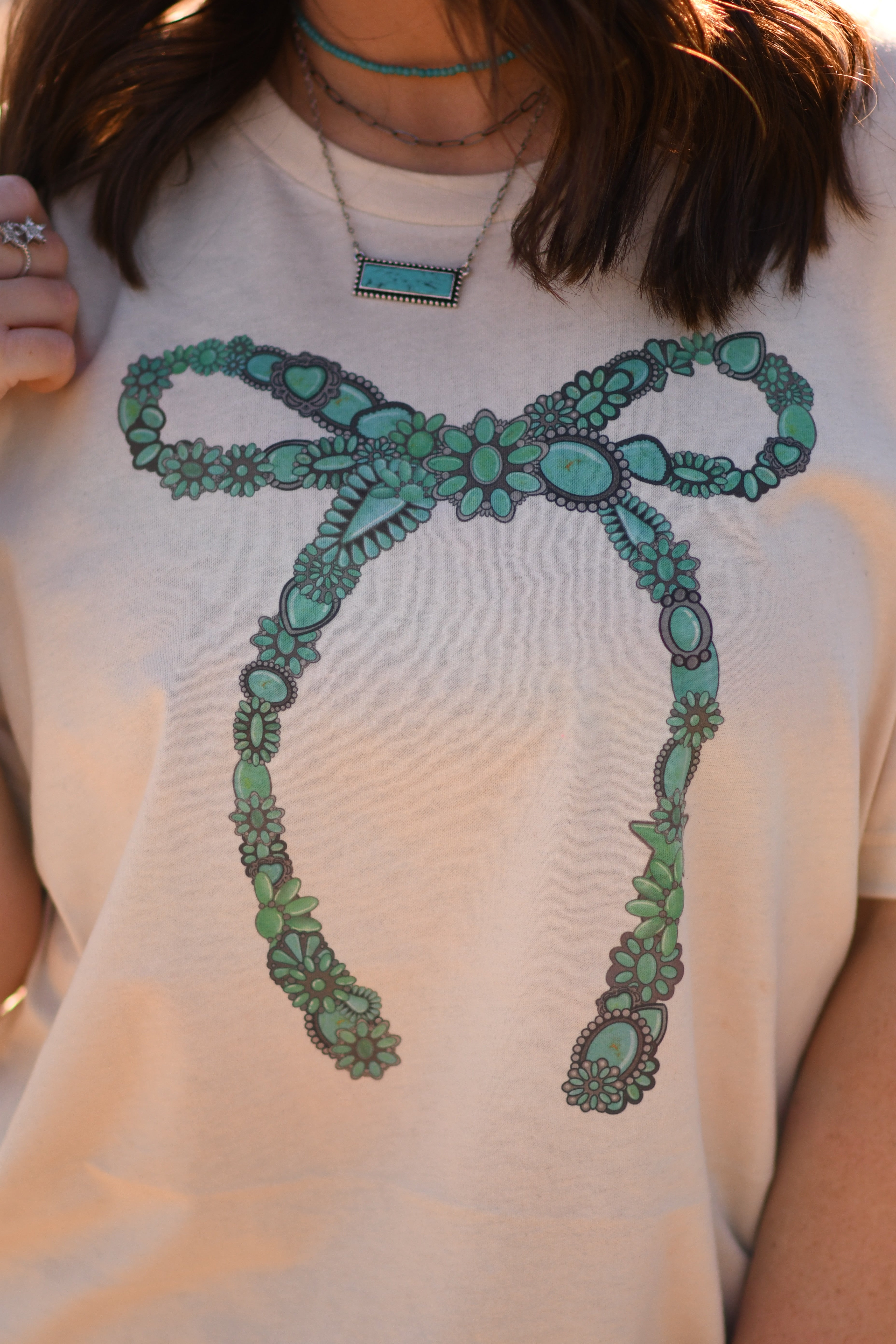 Turquoise Bow Tee