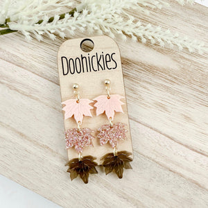 Rose Gold Fall Leaf Dangle Acrylic Earrings