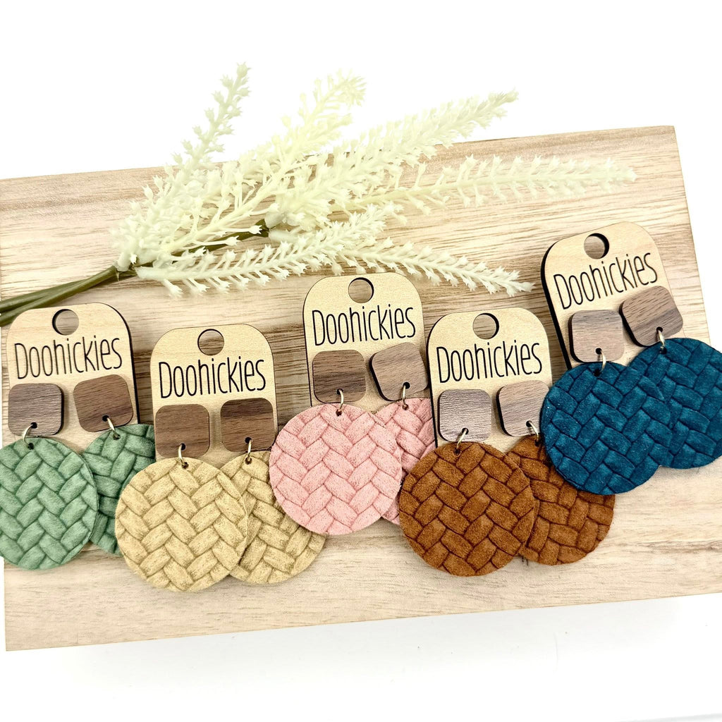 Walnut & Soft Fall Box Braided Piggyback Collection - Leather Earrings
