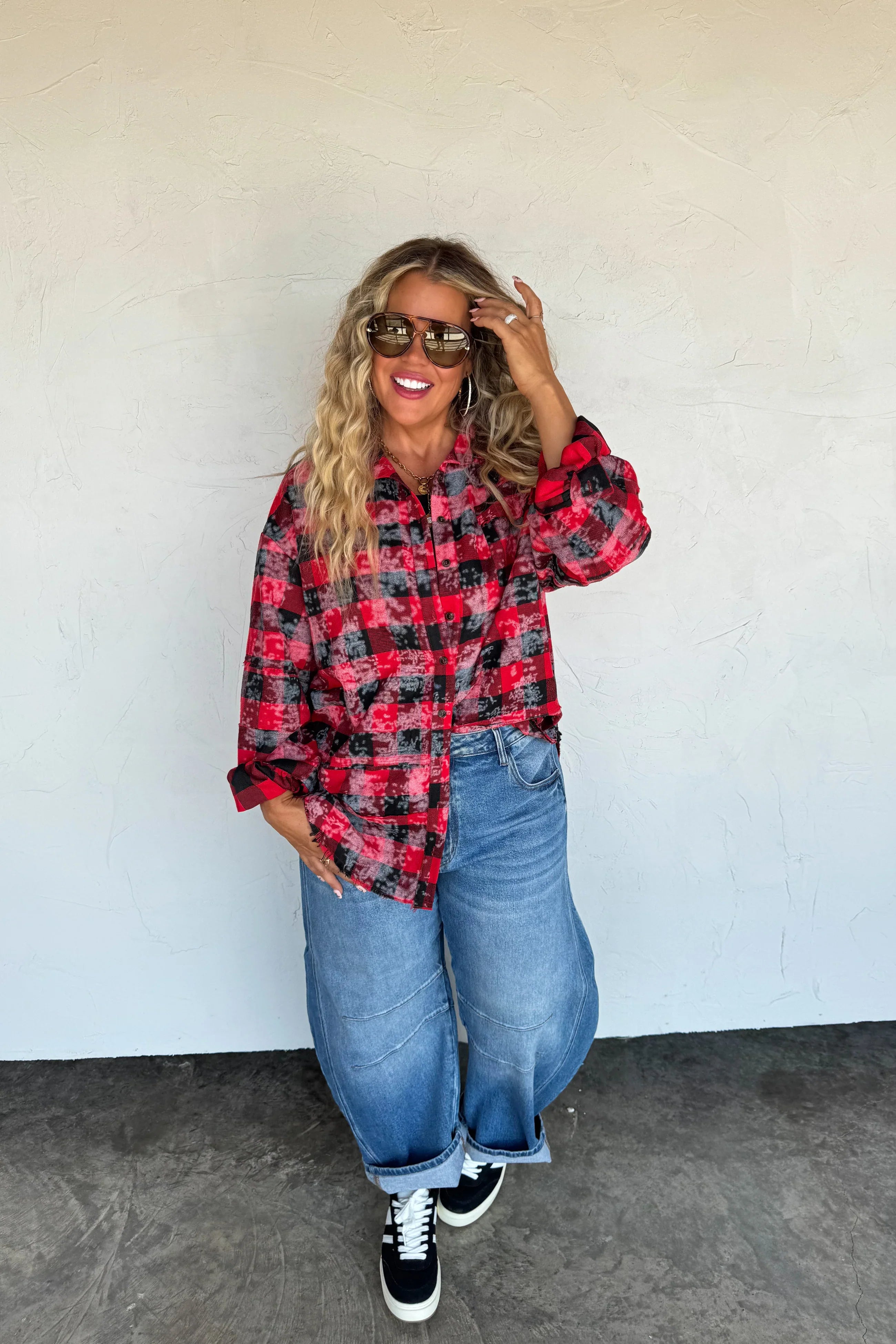 Juniper Bleached Plaid Top