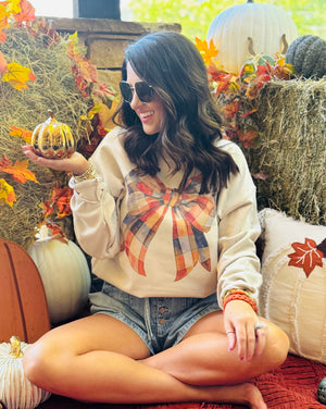 Fall Plaid Bow Sweatshirt