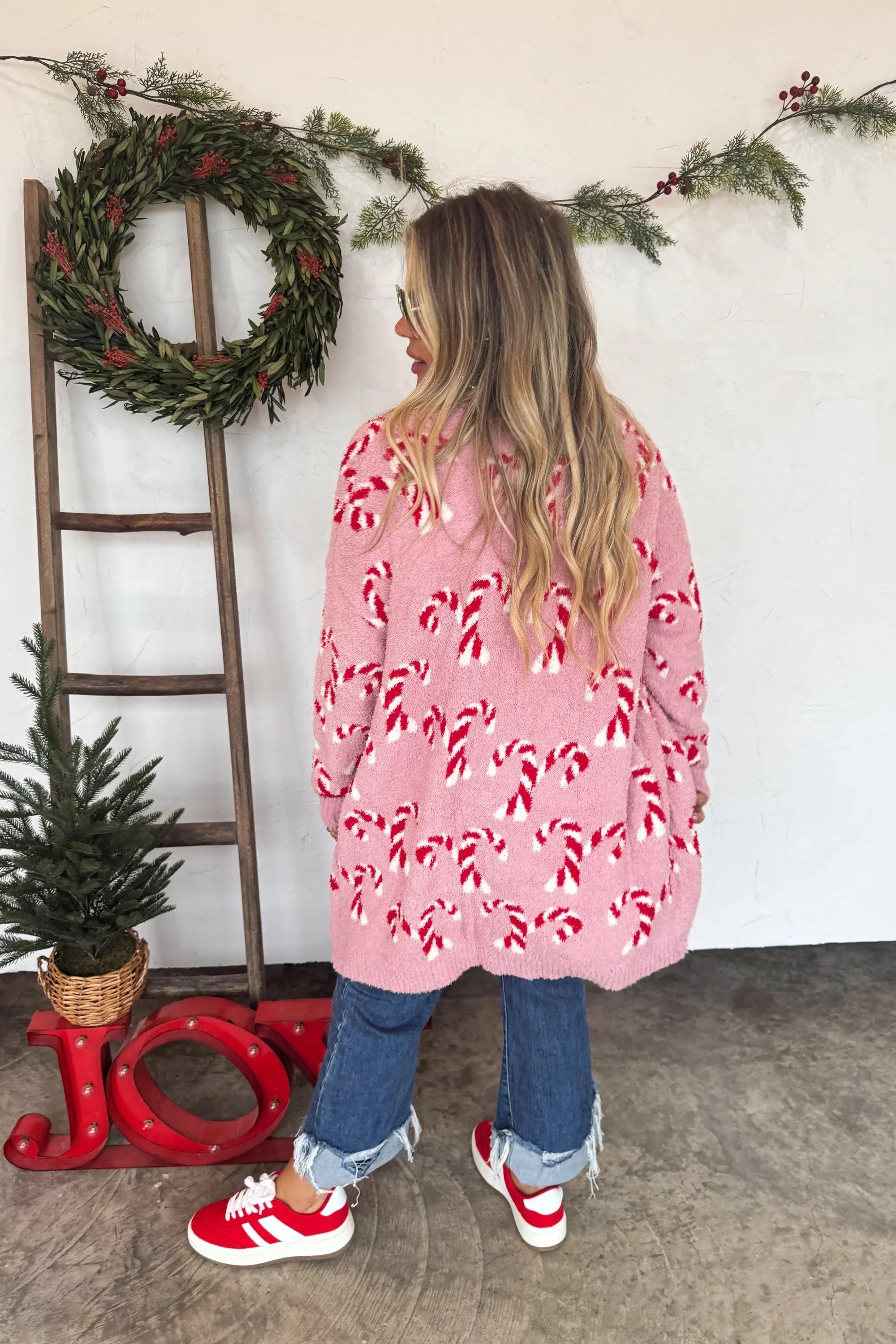 Christmas Cloud Cardigan Candy Cane