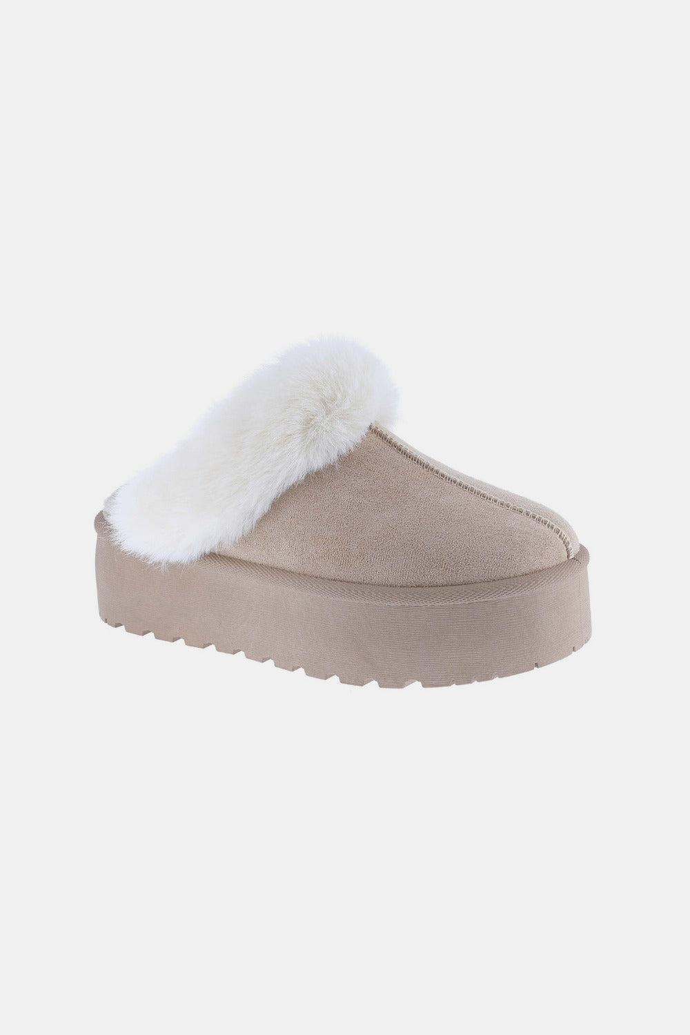 Thick Bottom Fur Trim Snow Slippers