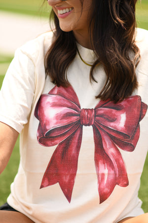 Cardinal Shiny Bow Tee