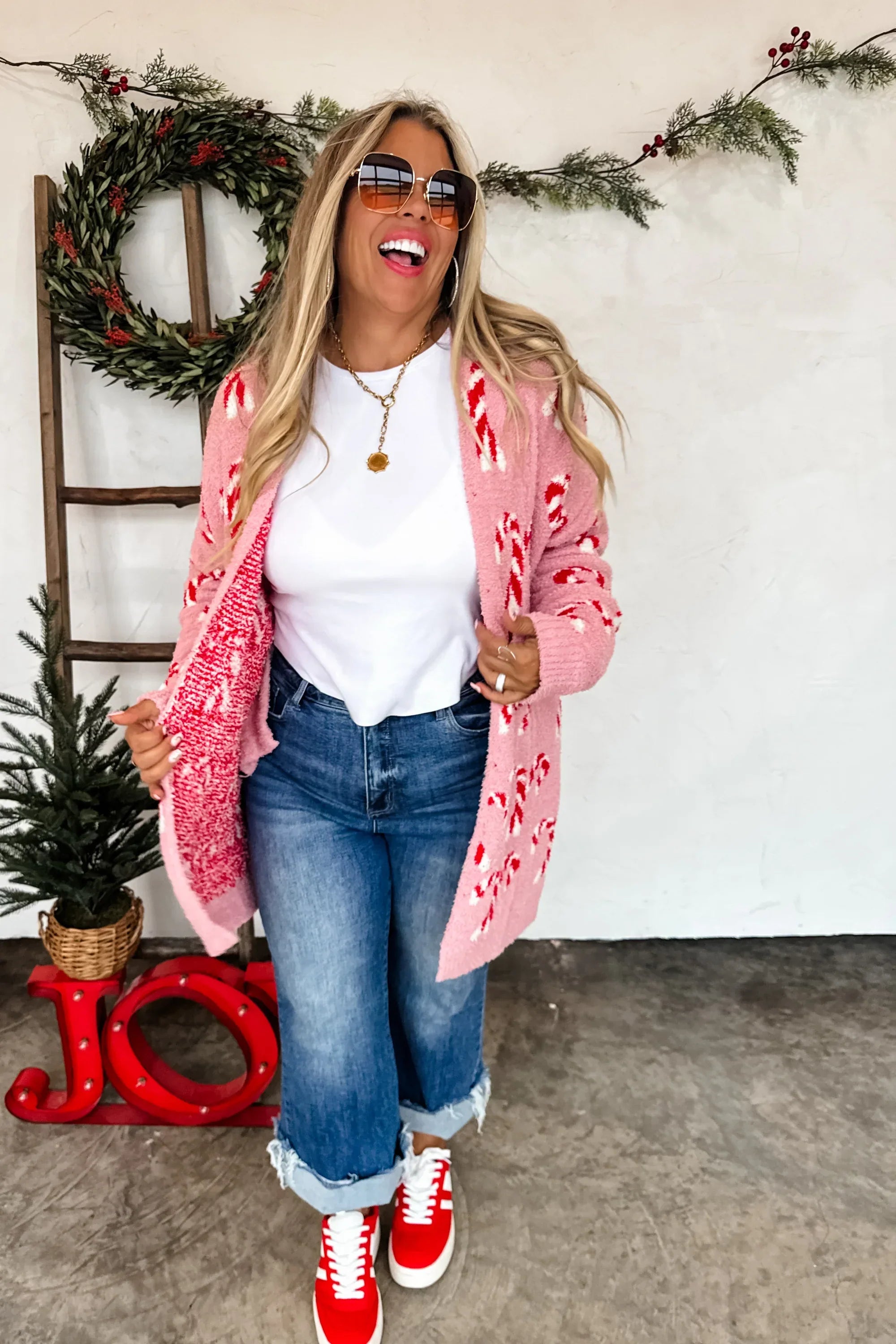 Christmas Cloud Cardigan Candy Cane
