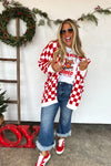 Christmas Cloud Cardigan Red Checker