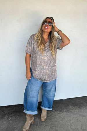 Joey V-Neck Washed Cotton Boyfriend Tee