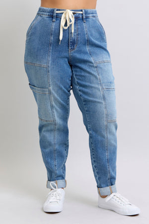 Clayton High Rise Cuffed Cargo Denim Jogger (Judy Blue)