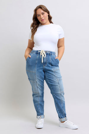 Clayton High Rise Cuffed Cargo Denim Jogger (Judy Blue)