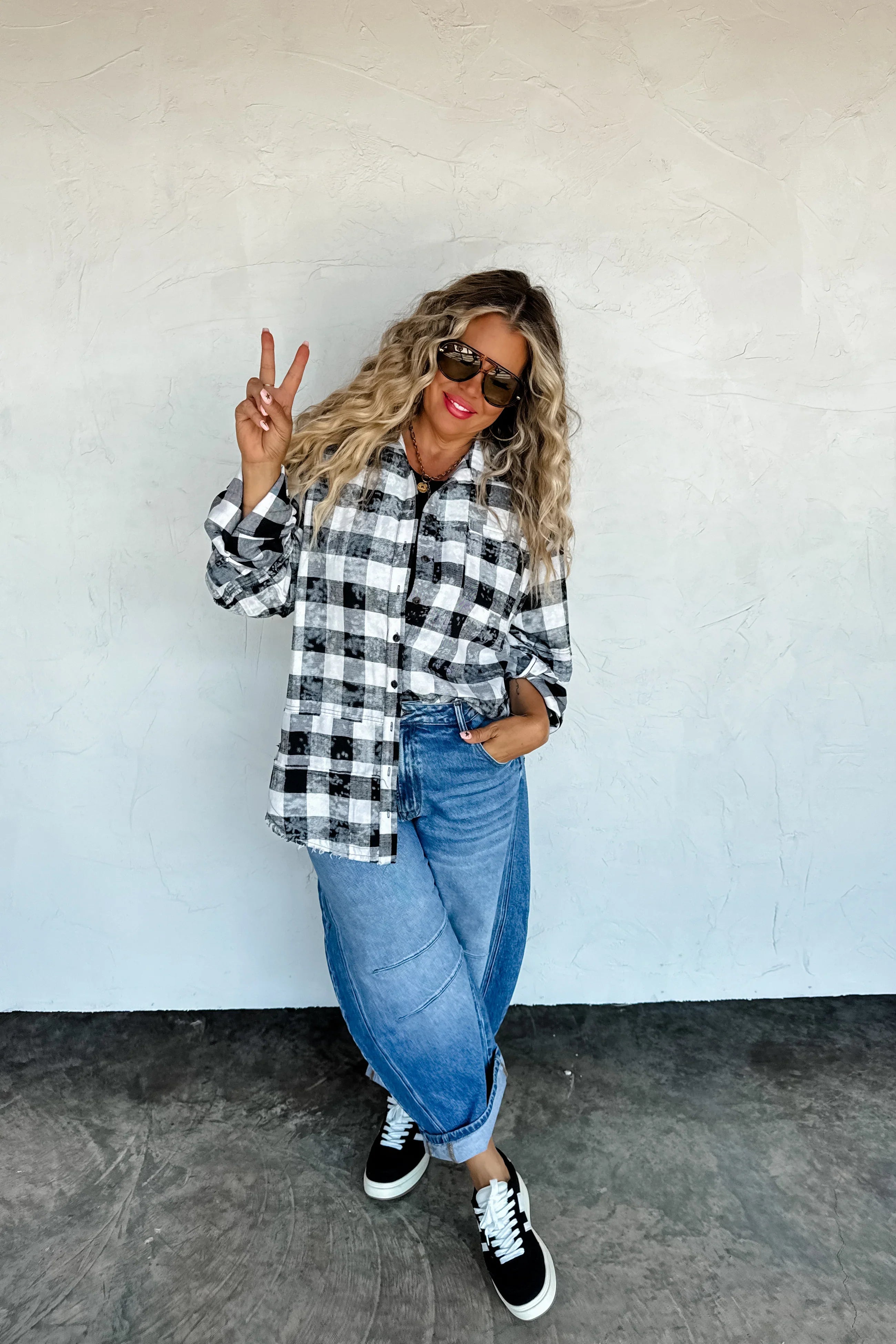 Juniper Bleached Plaid Top