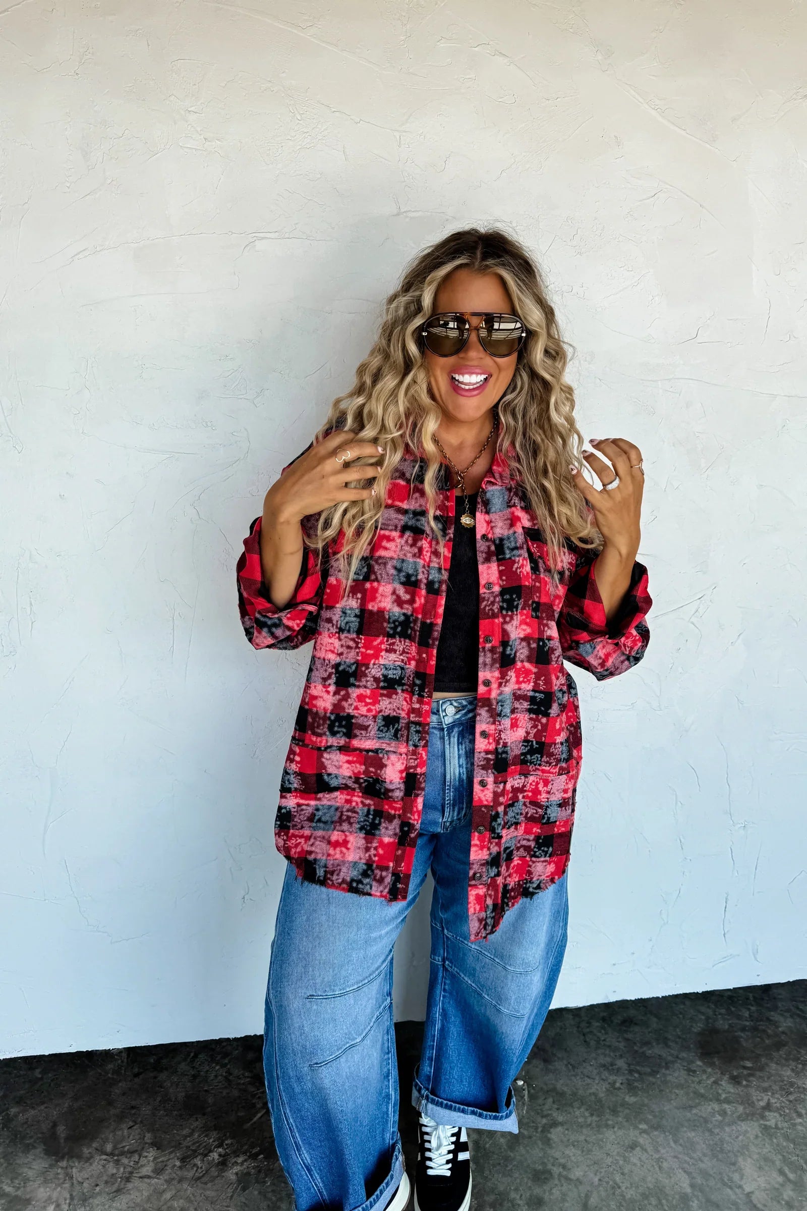 Juniper Bleached Plaid Top