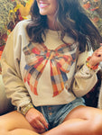 Fall Plaid Bow Sweatshirt