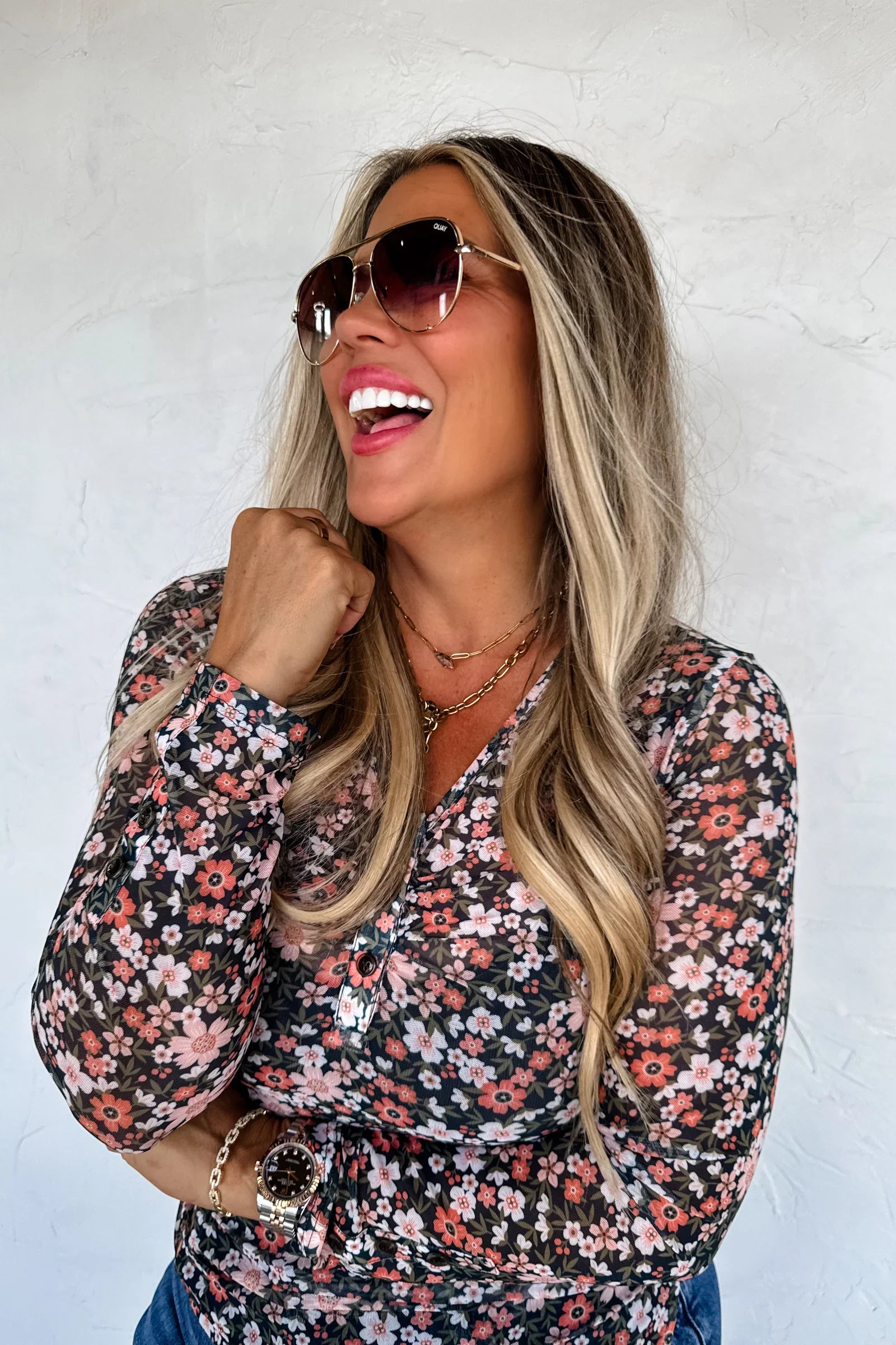 Annie Vneck Mesh Top