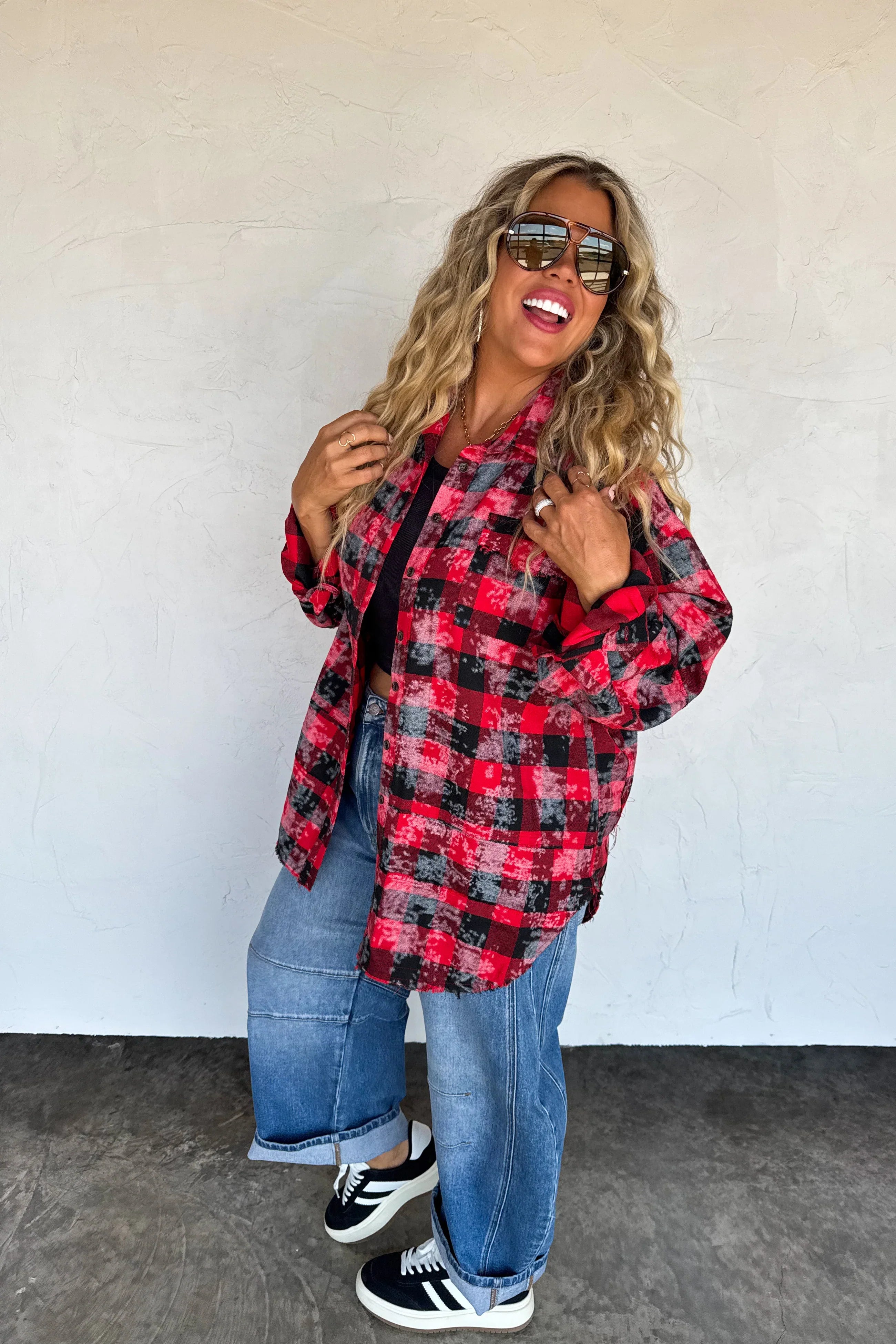 Juniper Bleached Plaid Top