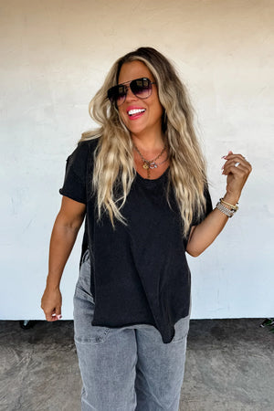 Joey V-Neck Washed Cotton Boyfriend Tee