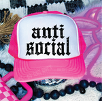 Anti Social Neon Pink and White Trucker Hat
