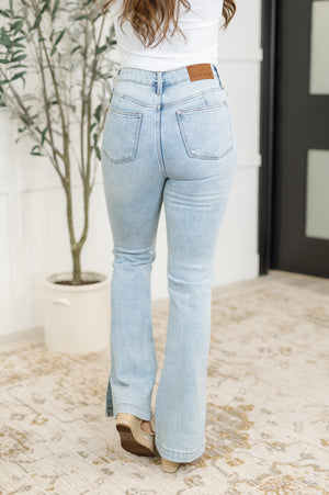 Alexis High Rise Control Top Slit Hem Slim Bootcut Jeans (JUY BLUE)