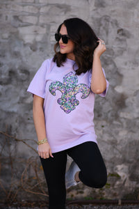 Faux Sequins Fleur De Lis Tee (Delta)