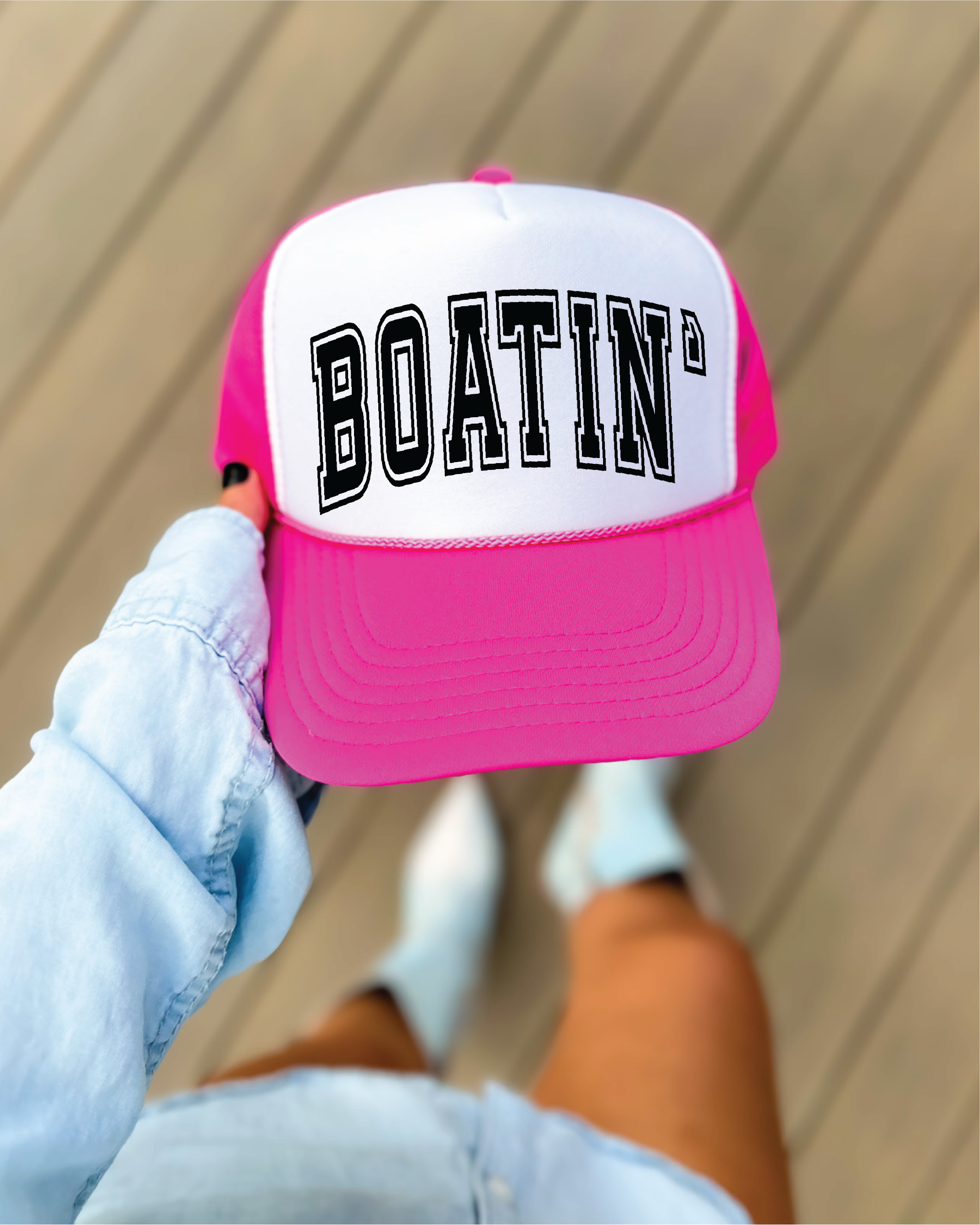 Boatin' Hot Pink and White Trucker Hat