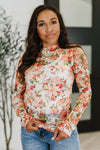 Barely Behaving Floral Print Layering Top in Coral