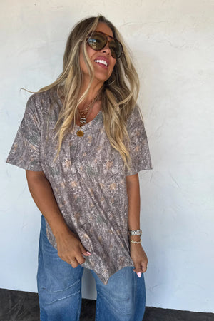 Joey V-Neck Washed Cotton Boyfriend Tee