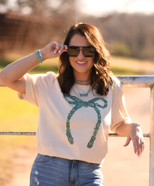 Turquoise Bow Tee