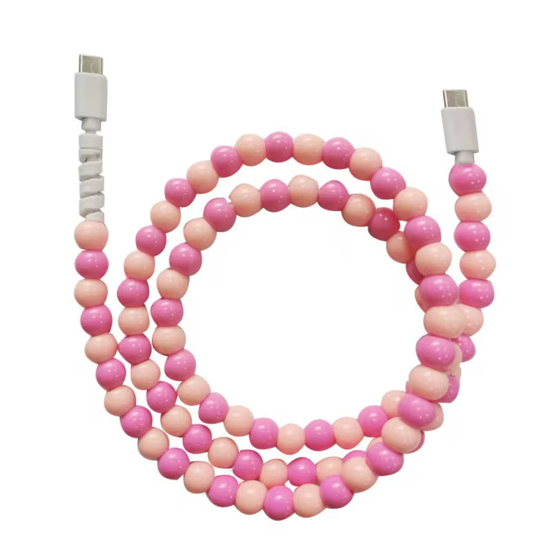 RTS Pink & Light Pink Combo Beaded Cell Phone Charger