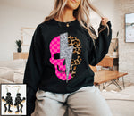 Checkered Leopard Skull Tee or Sweatshirt