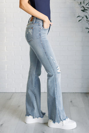 Caroline Mid Rise Control Top Distressed Flare Jeans (Judy Blue)